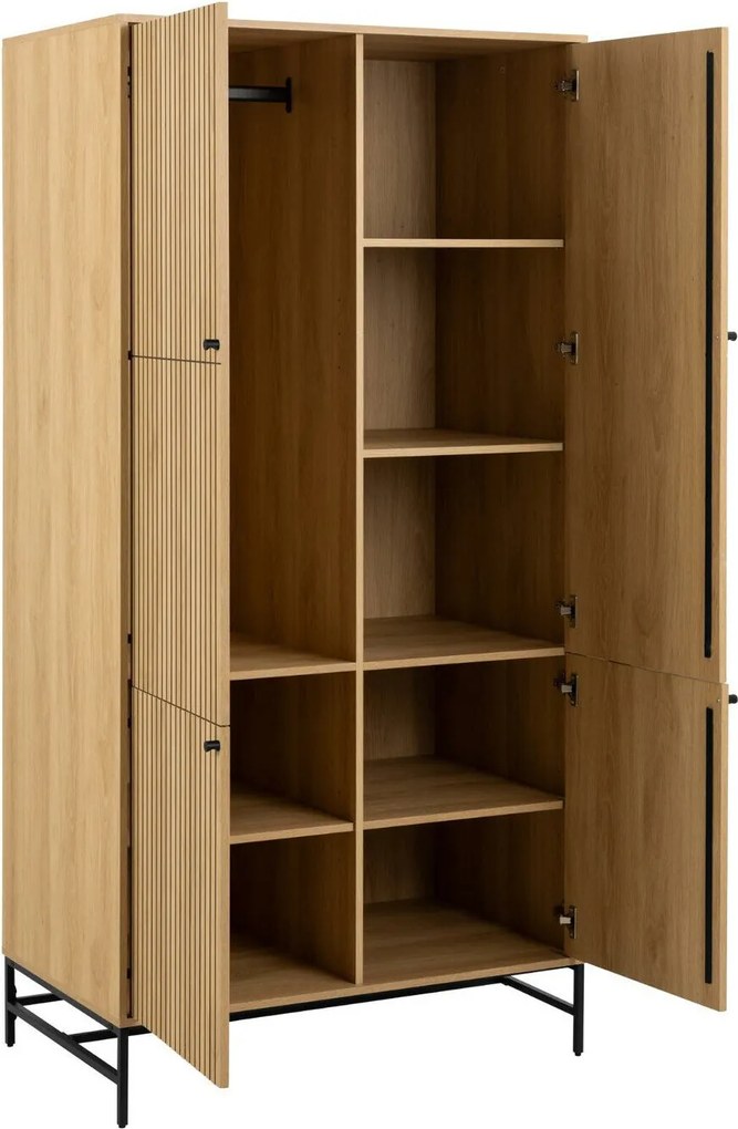 Roupeiro Norsica Levala 105, Carvalho claro, 200x99x60cm, 93 kg, Portas para roupeiro: Com dobradiças