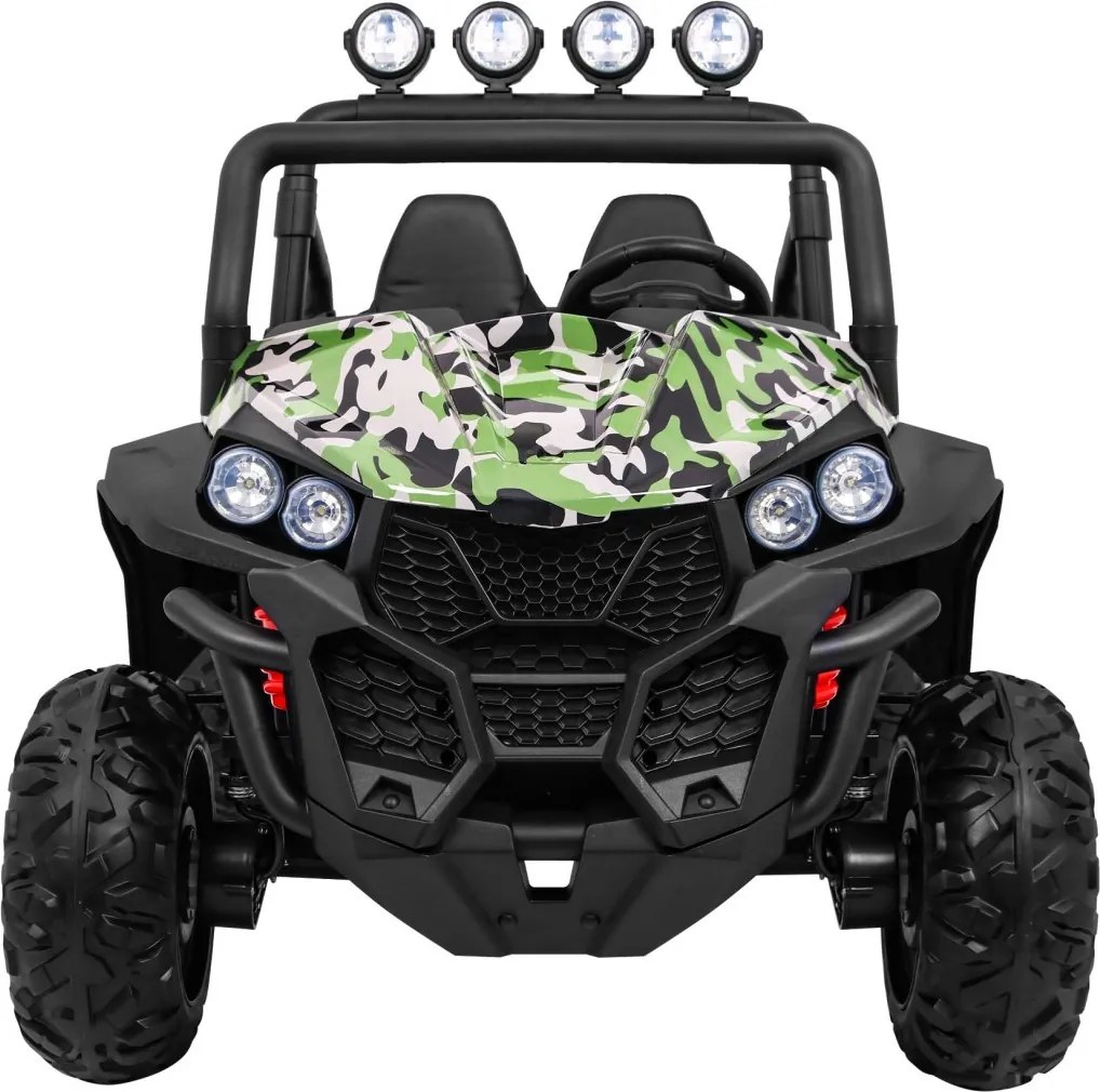 Carro elétrico para Crianças 2 Lugares, 24V 4x4 Grand Buggy 4x4 LIFT Moro RodasEspuma EVA, Assento couro ecológico Camuflado