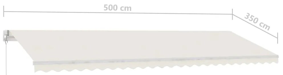 Toldo retrátil manual com LED 500x350 cm cor creme