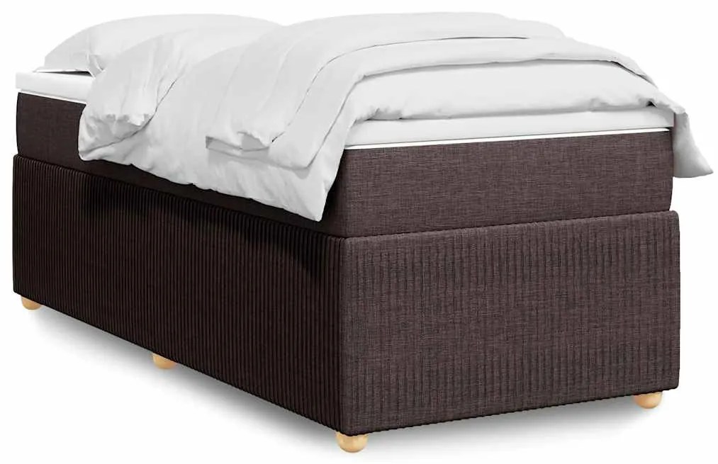 vidaXL Cama com molas/colchão 100x200 cm tecido castanho-escuro