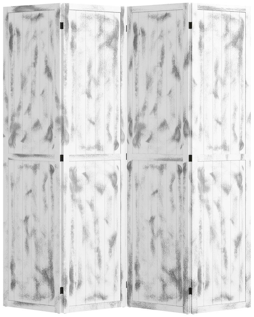 HOMCOM Biombo Dobrável de 4 Painéis Separador de Ambientes Elegante para Dormitórios Sala de Estar 160,5x170cm Branco Rústico | Aosom Portugal