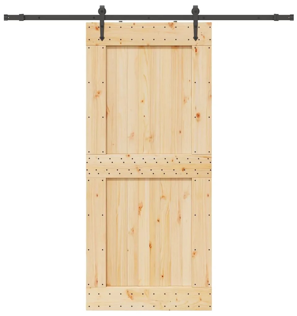 vidaXL Porta de correr c/ ferragens 100x210 cm madeira de pinho maciça