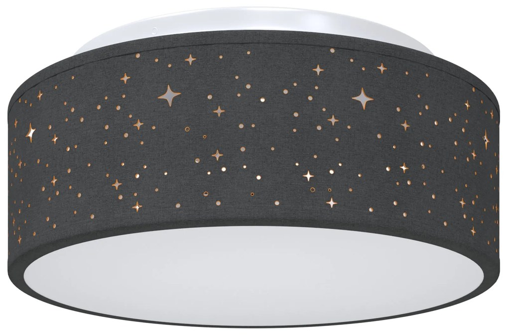 Luzes de Teto com Abajur Estrelado Preto Ø 30 cm Tecido E27