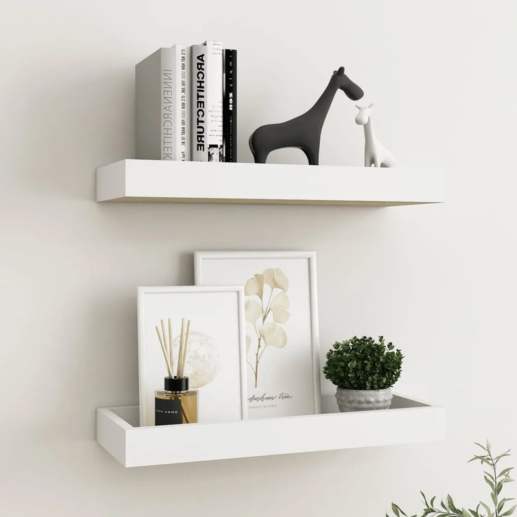 vidaXL Prateleiras parede Loggia 2 pcs 40x15x4cm MDF carvalho e branco