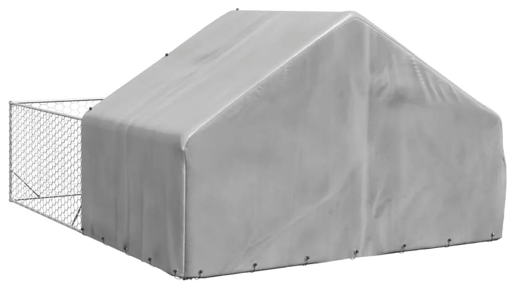 Canil exterior para cães com corredor 4x3x1,9 m aço galvanizado