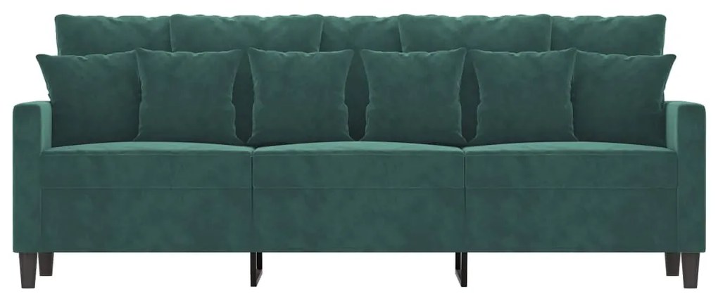 Sofá de 3 lugares 180 cm veludo verde-escuro