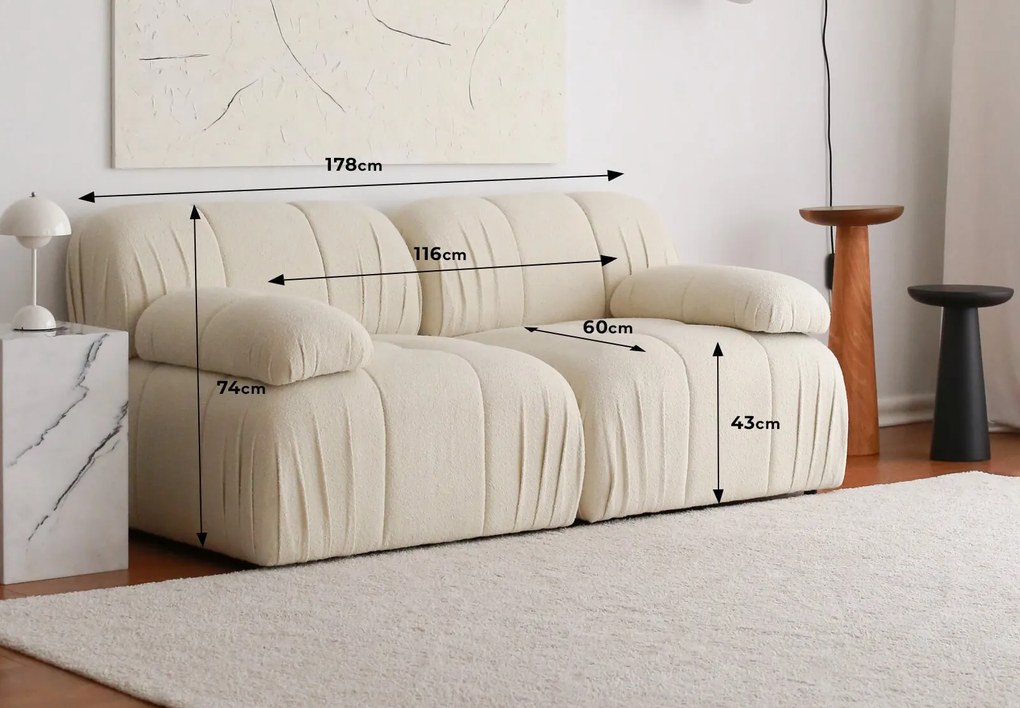 Sofá de 2 Lugares Soli – Branco – 178x74x89 cm