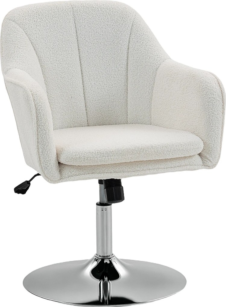 HOMCOM Poltrona Giratória em Teddy Regulável e Reclinável 61x64x80-92 cm Branco | Aosom Portugal