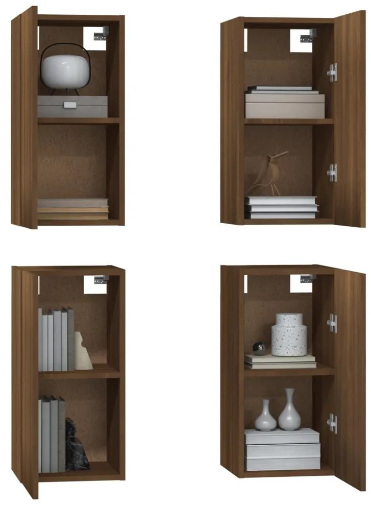 Móveis de TV 4 pcs 30,5x30x60 cm madeira cor carvalho castanho