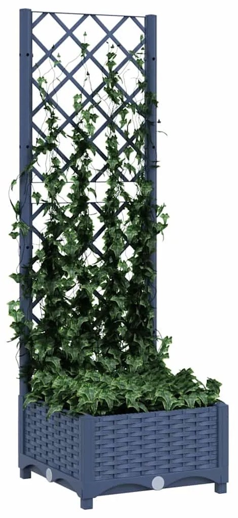 Vaso/floreira jardim c/ treliça 40x40x121,5 cm PP cinzento azul
