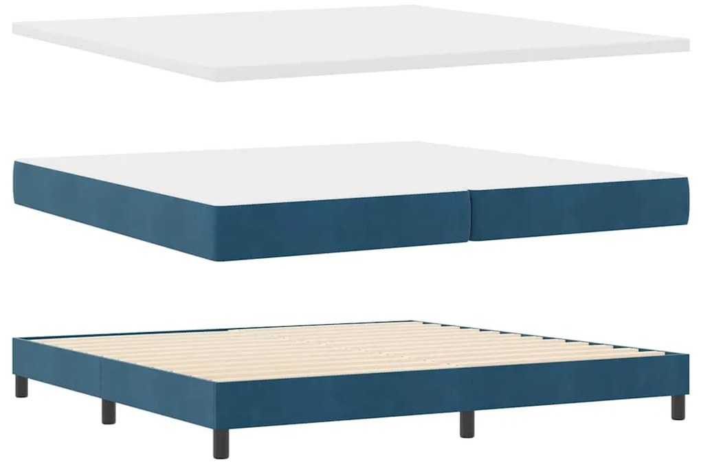 Cama Box com Colchão vidaXL Azul Escuro 200x200 cm Veludo