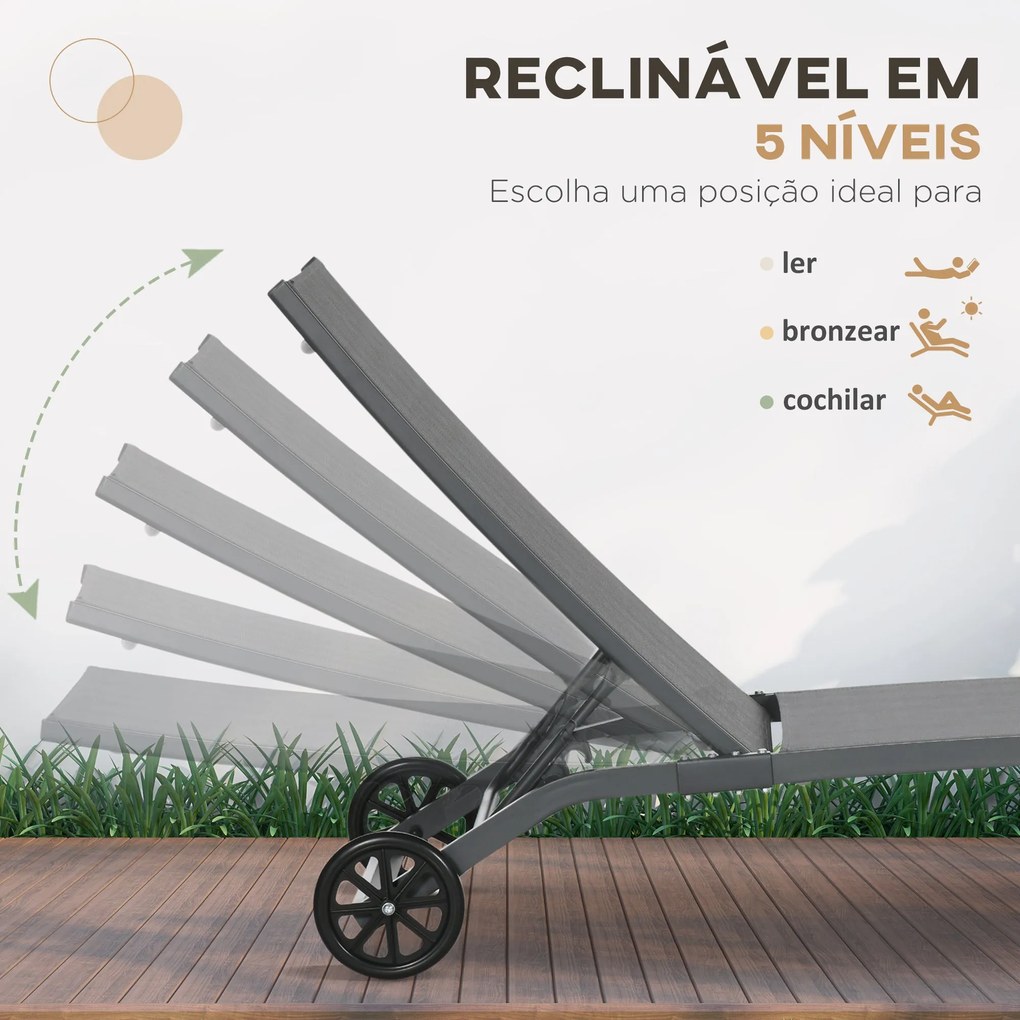 Conjunto de 2 Espreguiçadeiras Reclináveis de Jardim Espreguiçadeiras