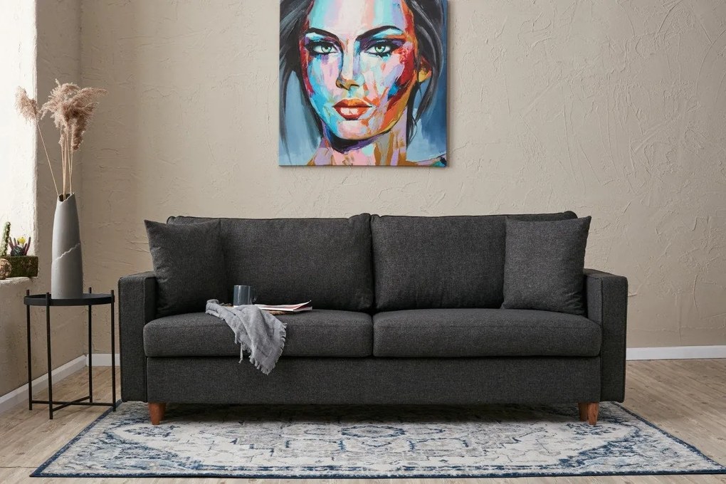 Sofá-cama de 3 Lugares Eva – Antracite – 210x82x90 cm
