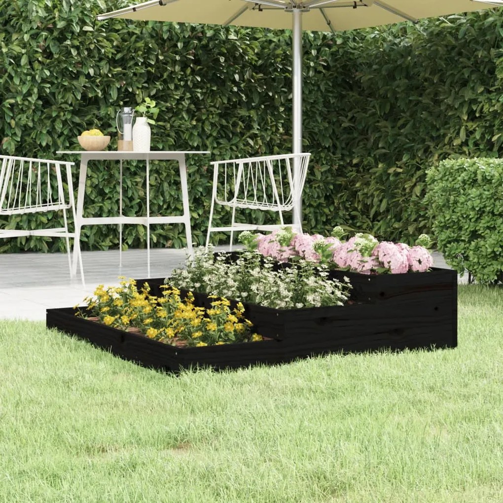 vidaXL Vaso/floreira 107x107x27 cm pinho maciço preto
