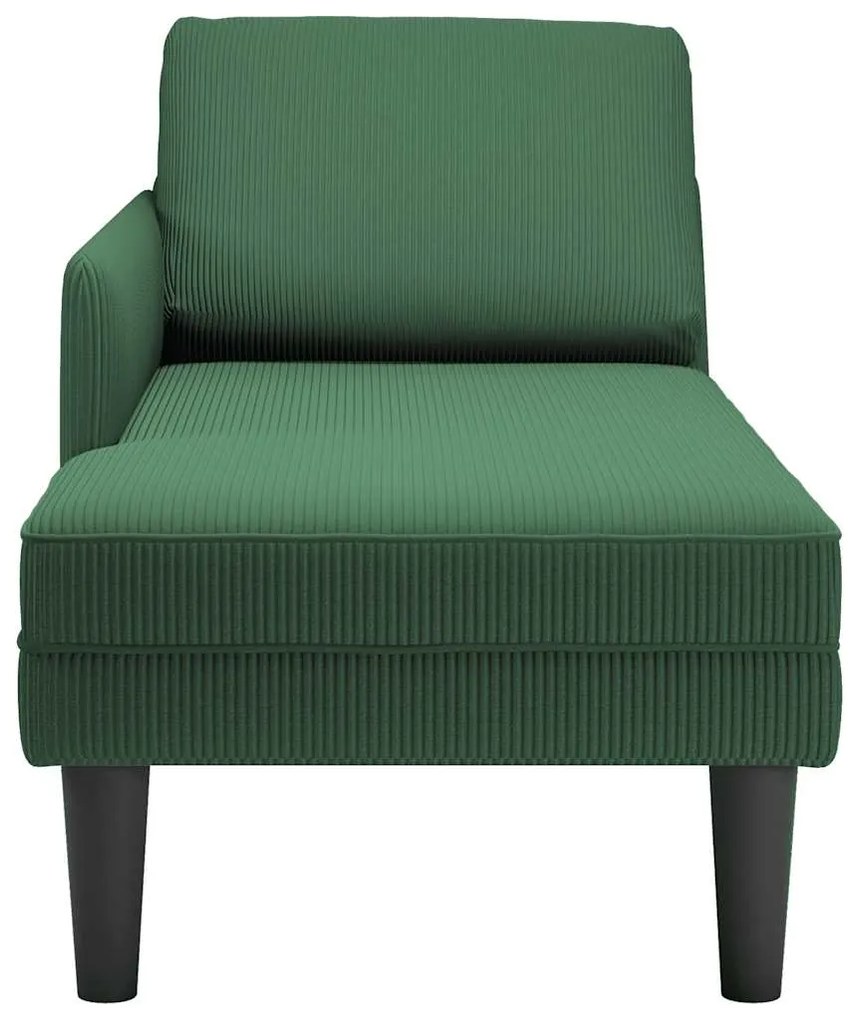 Chaise lounge com almofada tecido corduroy selva verde