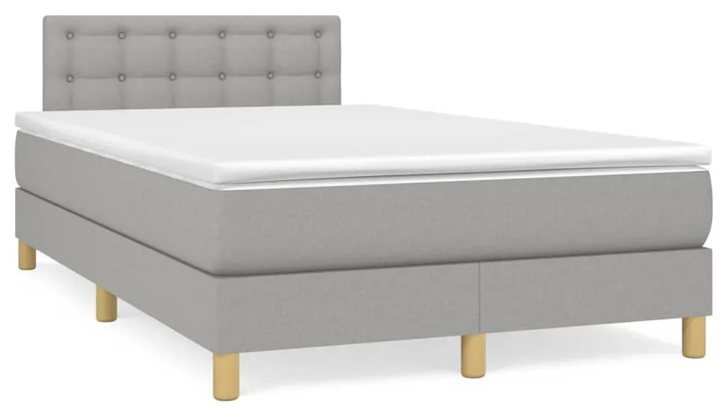 vidaXL Cama boxspring com colchão 120x190 cm tecido cinzento-claro
