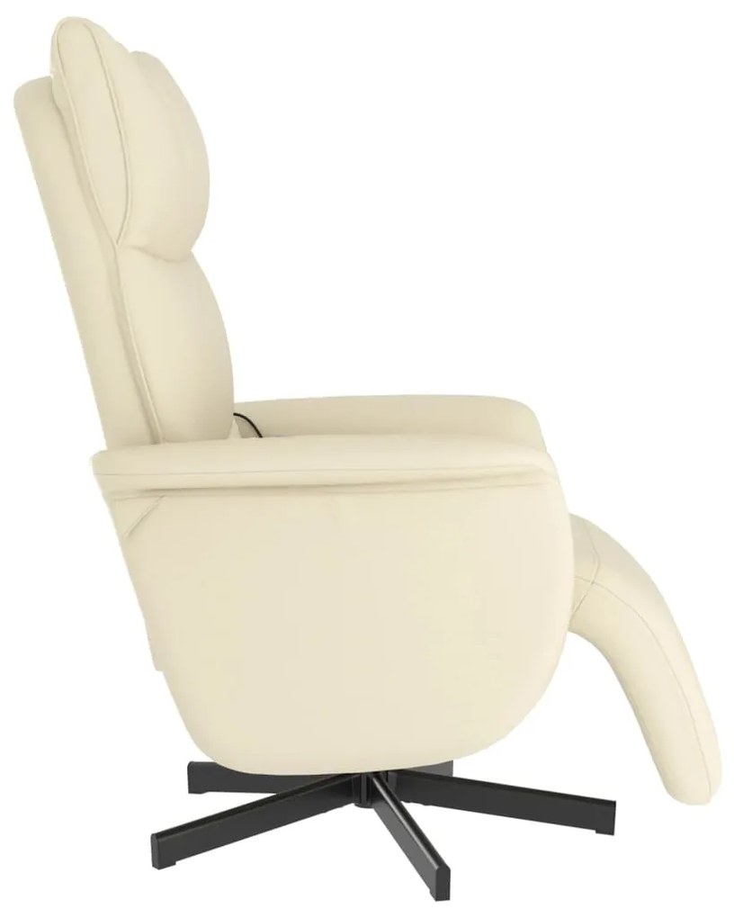 Cadeira massagens reclinável c/apoio pés couro artificial creme