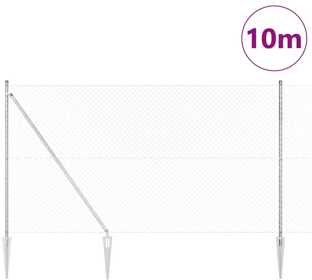 Conjunto de Postes de Cerca Prateado 10 x 1.5 m Aço Galvanizado