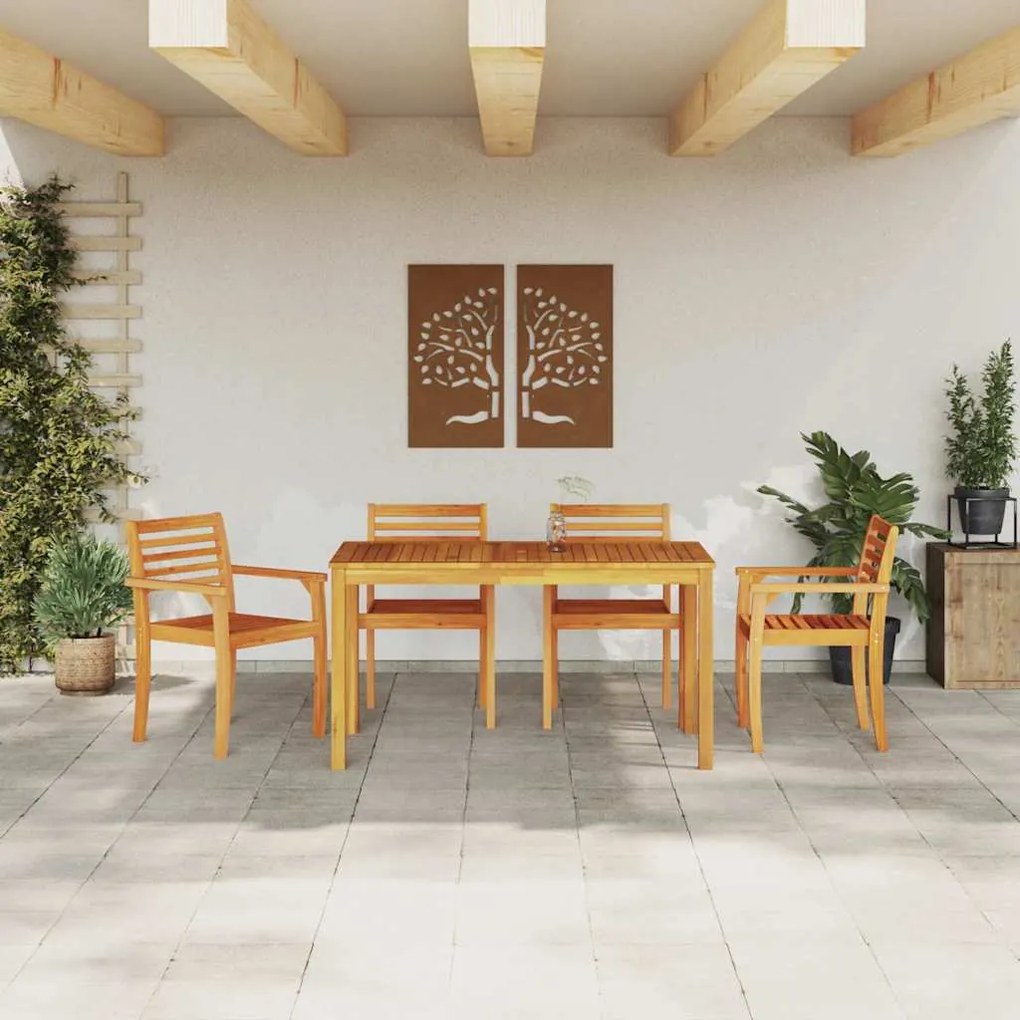 Conjunto de Jantar 5 pcs Marrom Natural 150 x 90 x 74 cm
