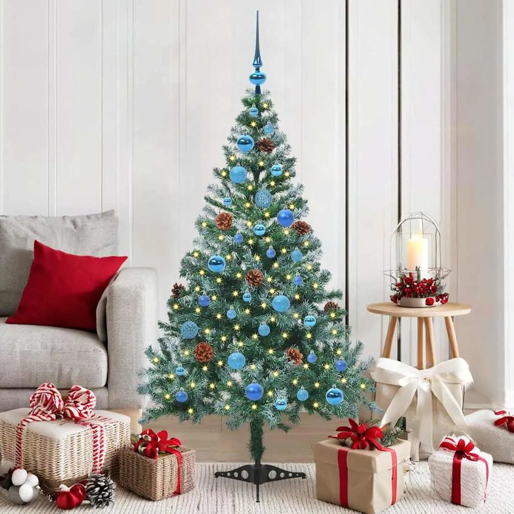 vidaXL Árvore de Natal Artificial com 150 LEDs Verde 150 cm PVC e Aço
