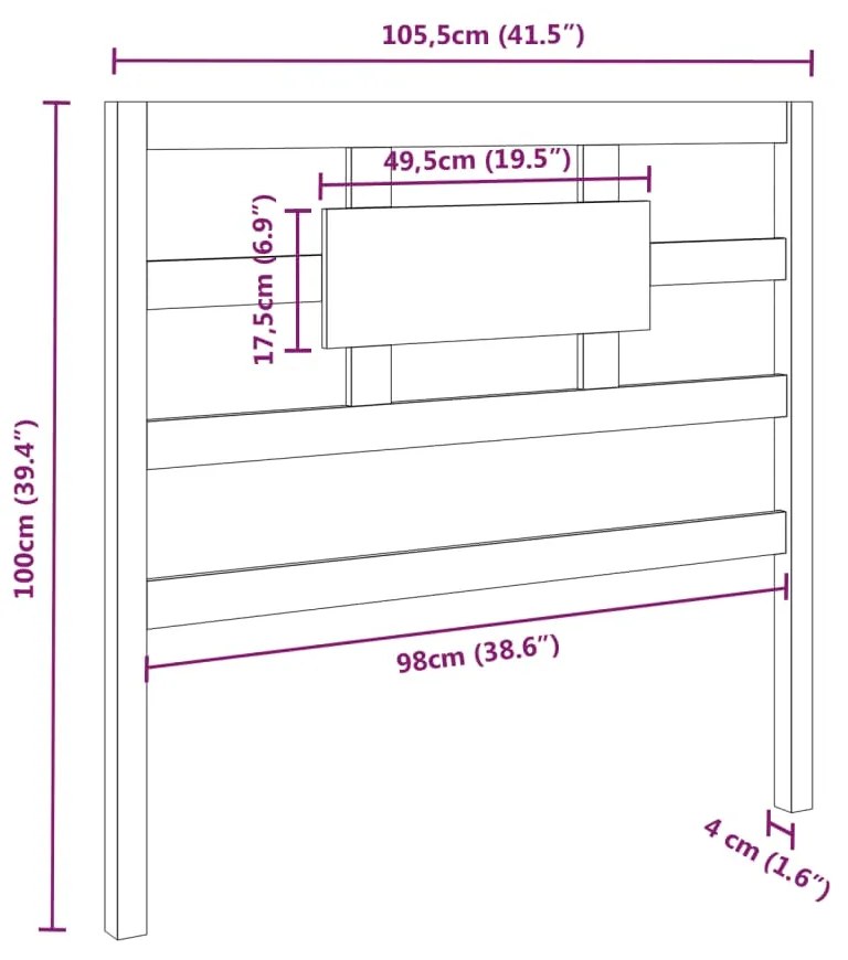 Cabeceira de cama 105,5x4x100 cm pinho maciço castanho mel