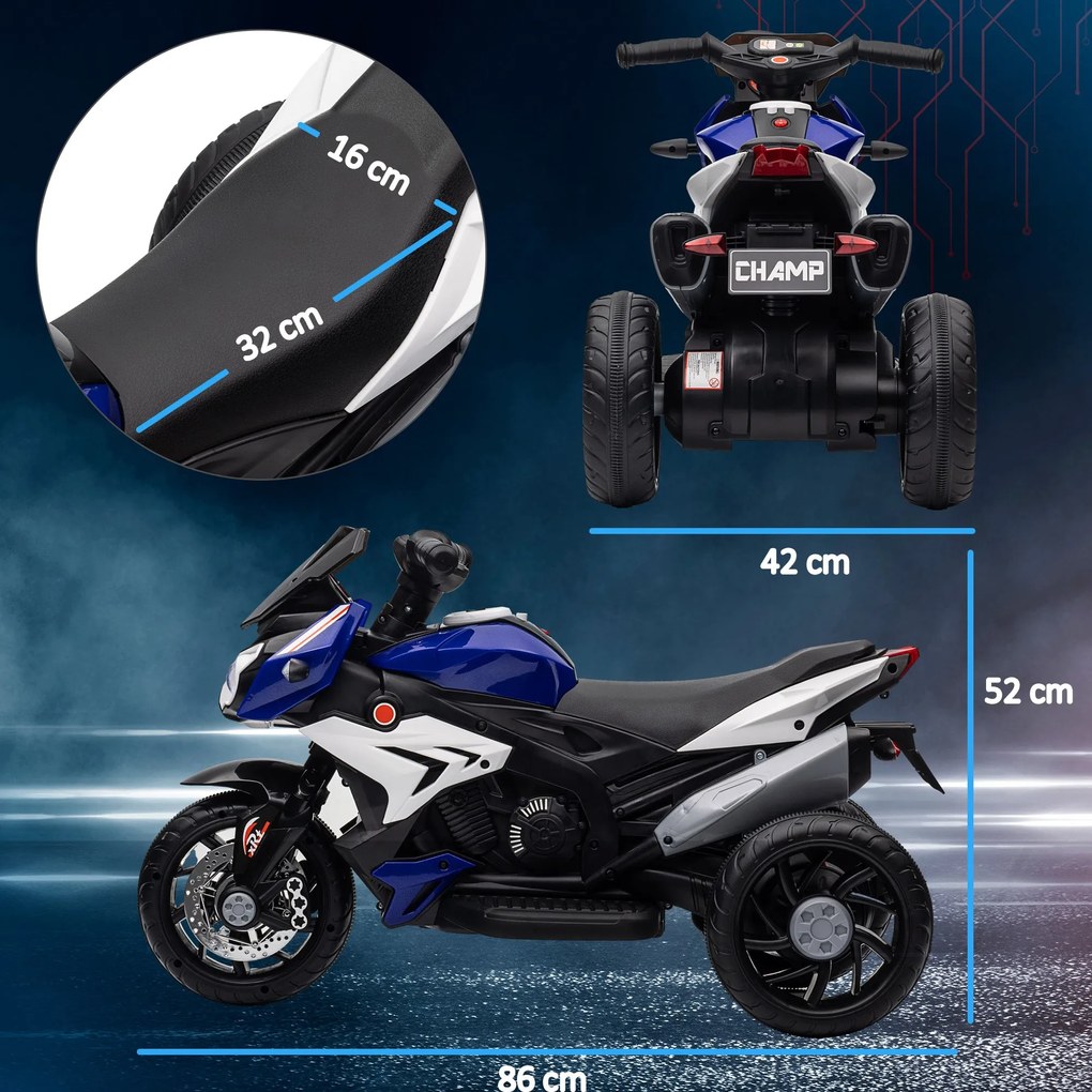 Motocicleta Elétrica Infantil com 3 Rodas Triciclo para Crianças acima