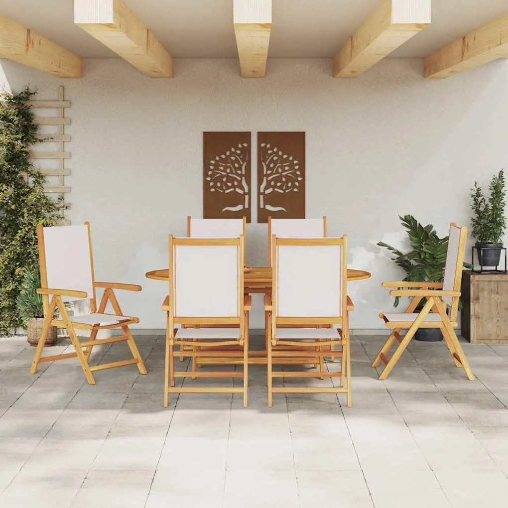 Conjunto de Jantar de Jardim Manual 7 pcs Branco creme