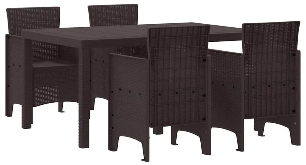 Conjunto de Jantar de Jardim 5 pcs Castanho 150 x 100 x 73 cm