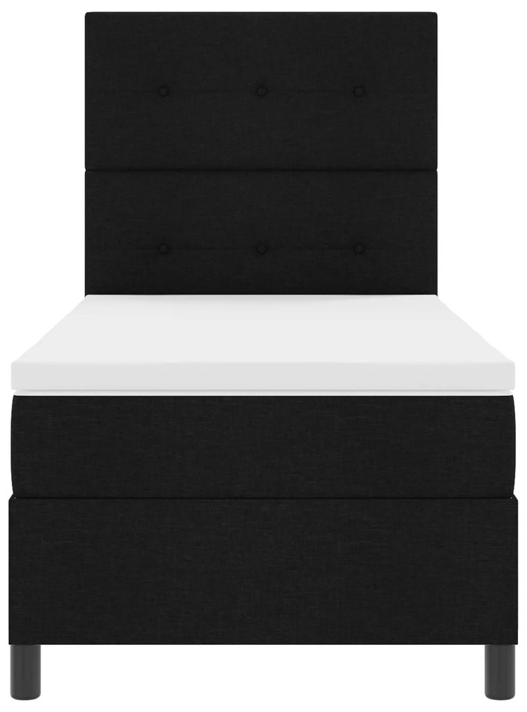 Cama Box Spring com Colchão Preto 90x200 cm Tecido