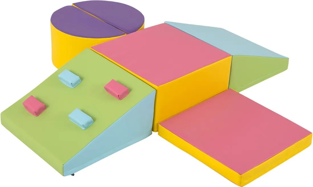 Conjunto de 6 blocos de espuma para crianças com velcro, escalada suave e leve para interior, para bebés escalarem e treparem Multicolor