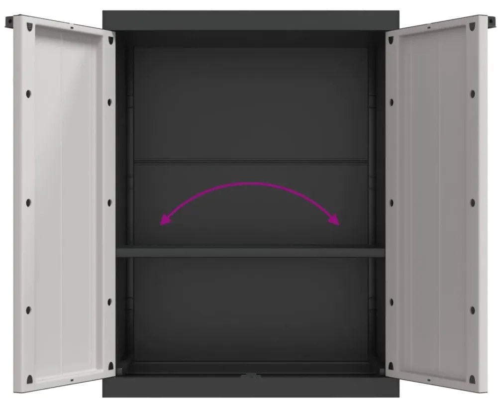 Móvel de arrumação para exterior 65x37x85 PP cinzento e preto