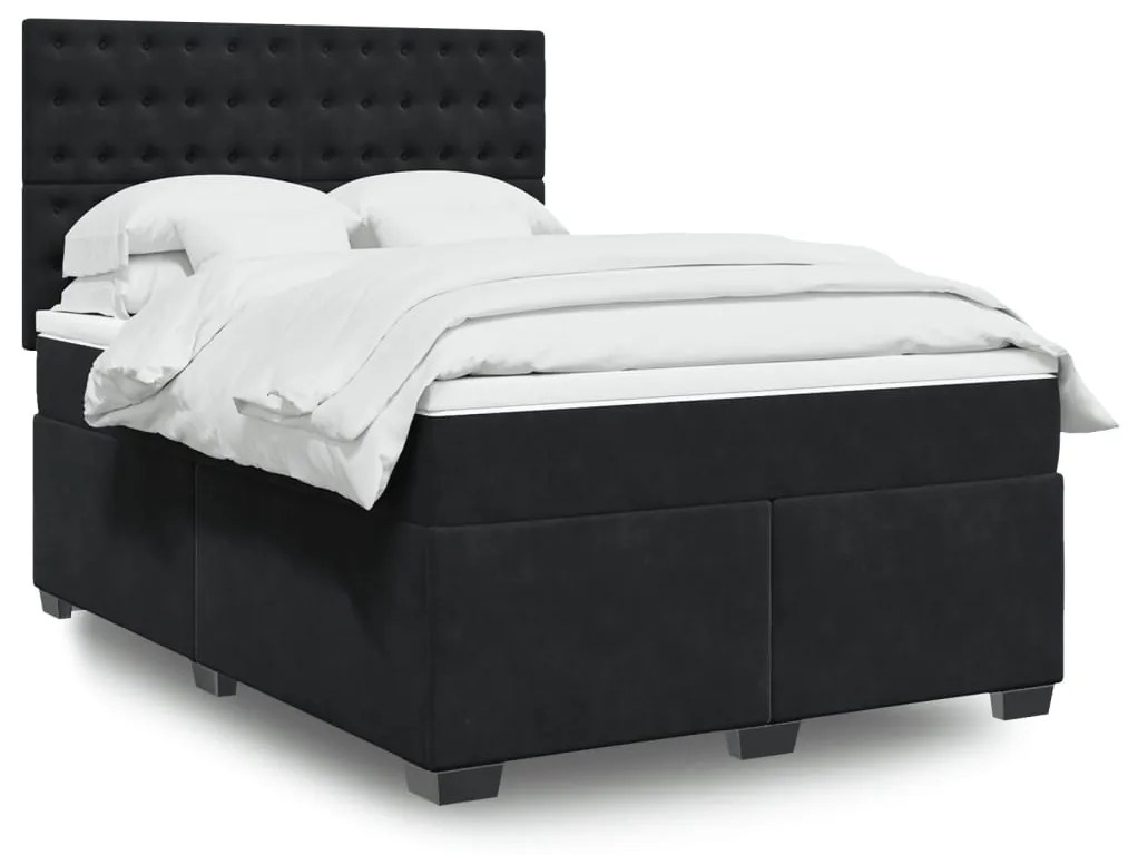 vidaXL Cama com molas/colchão 160x200 cm veludo preto