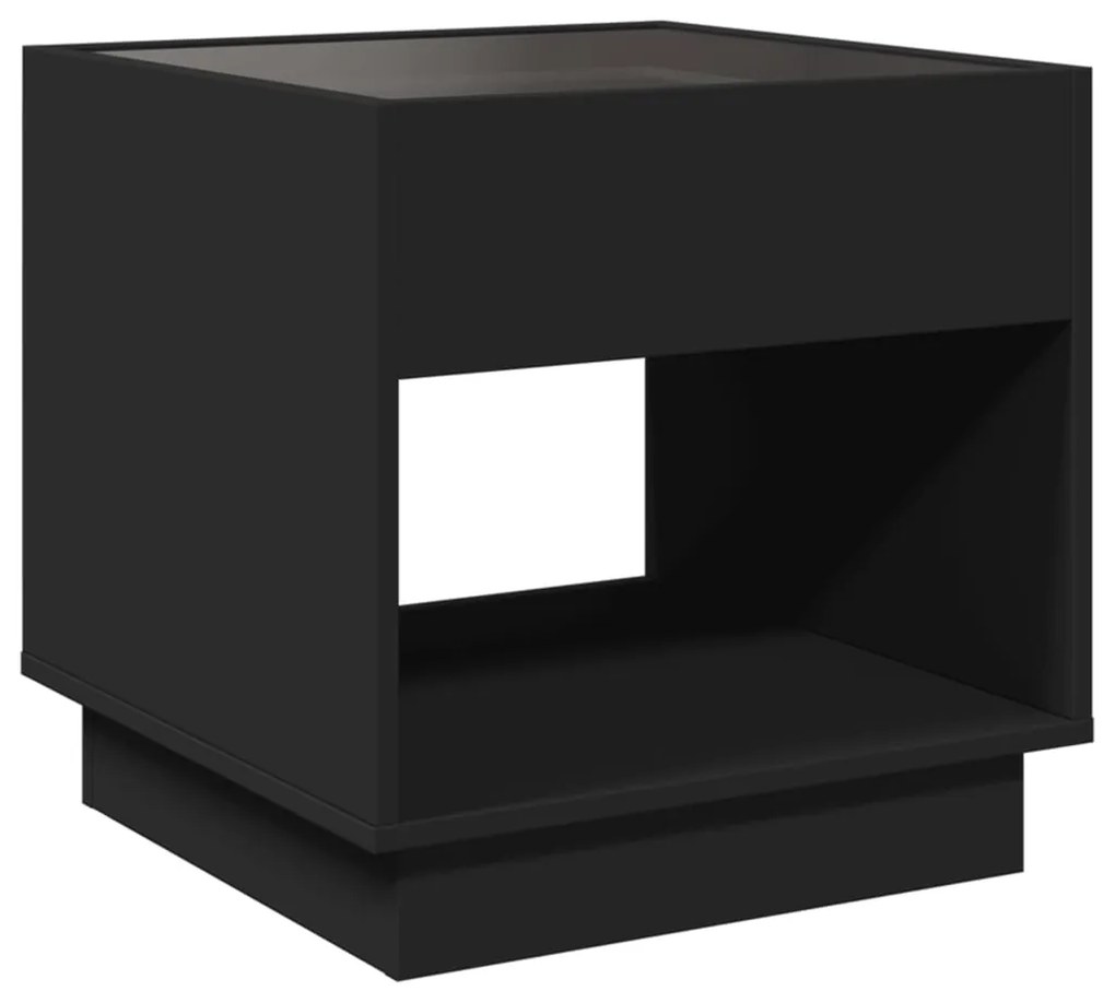 Mesa de cabeceira com luzes LED Infinity 50x50x50 cm preto
