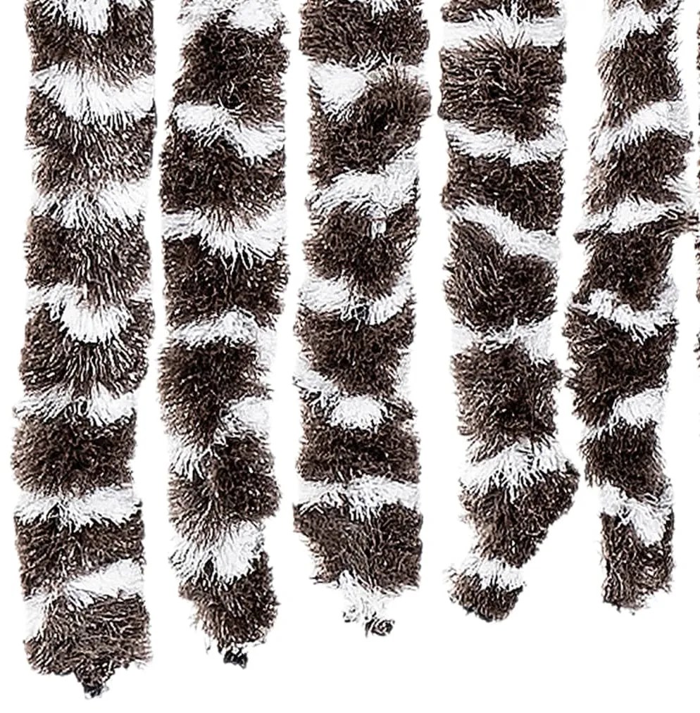 Cortina anti-insetos 56x200 cm chenille castanho e branco