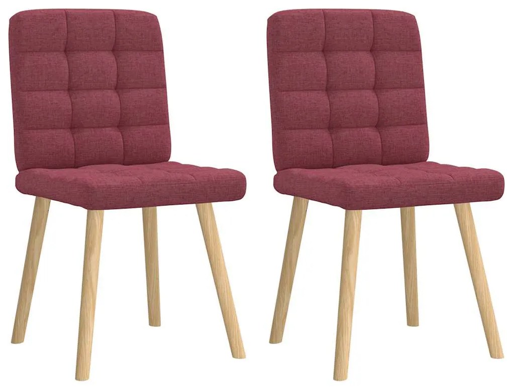 Cadeiras de jantar 2 pcs tecido vermelho tinto