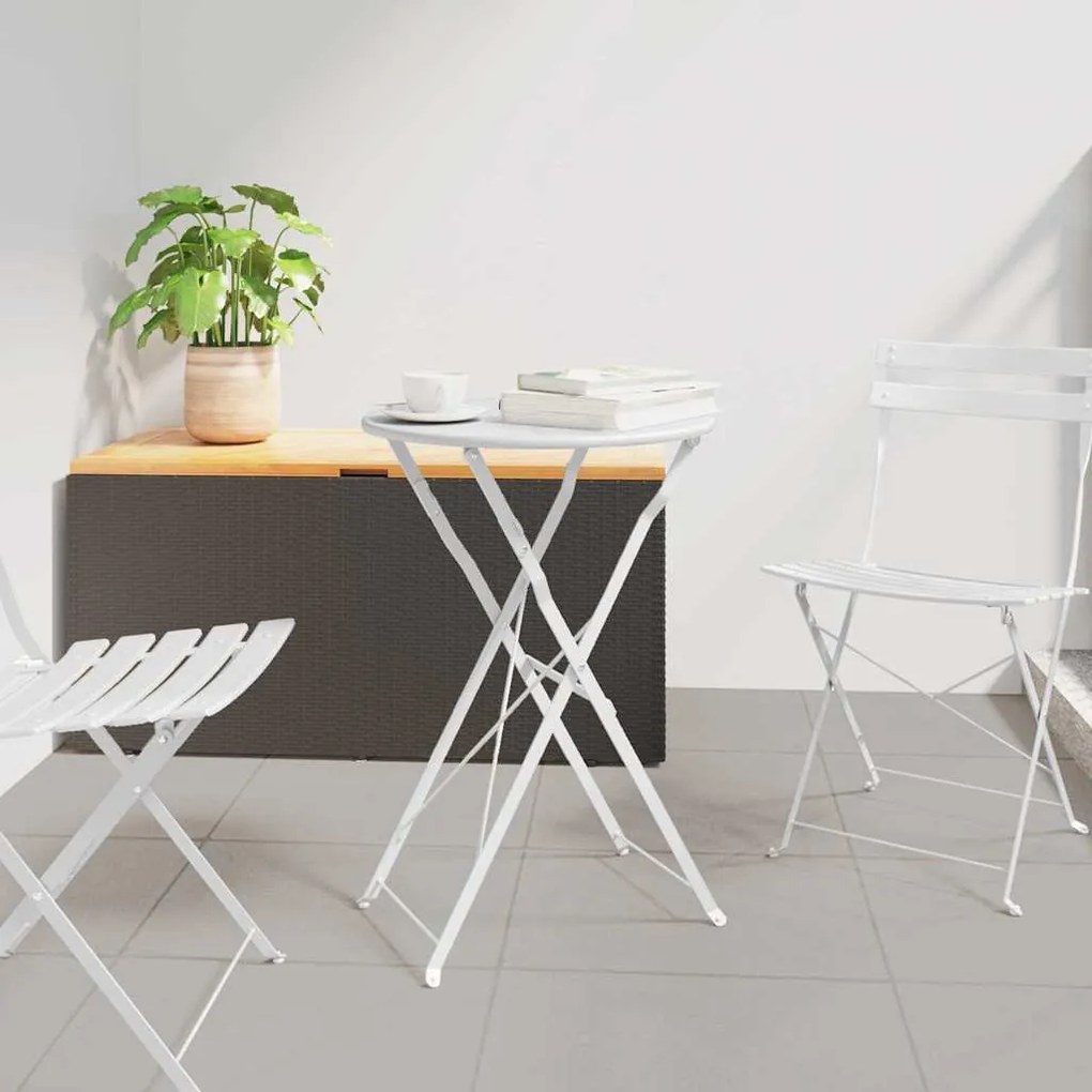 vidaXL Mesa bistrô dobrável branca Ø50 x 71 cm em aço revestido a pó.