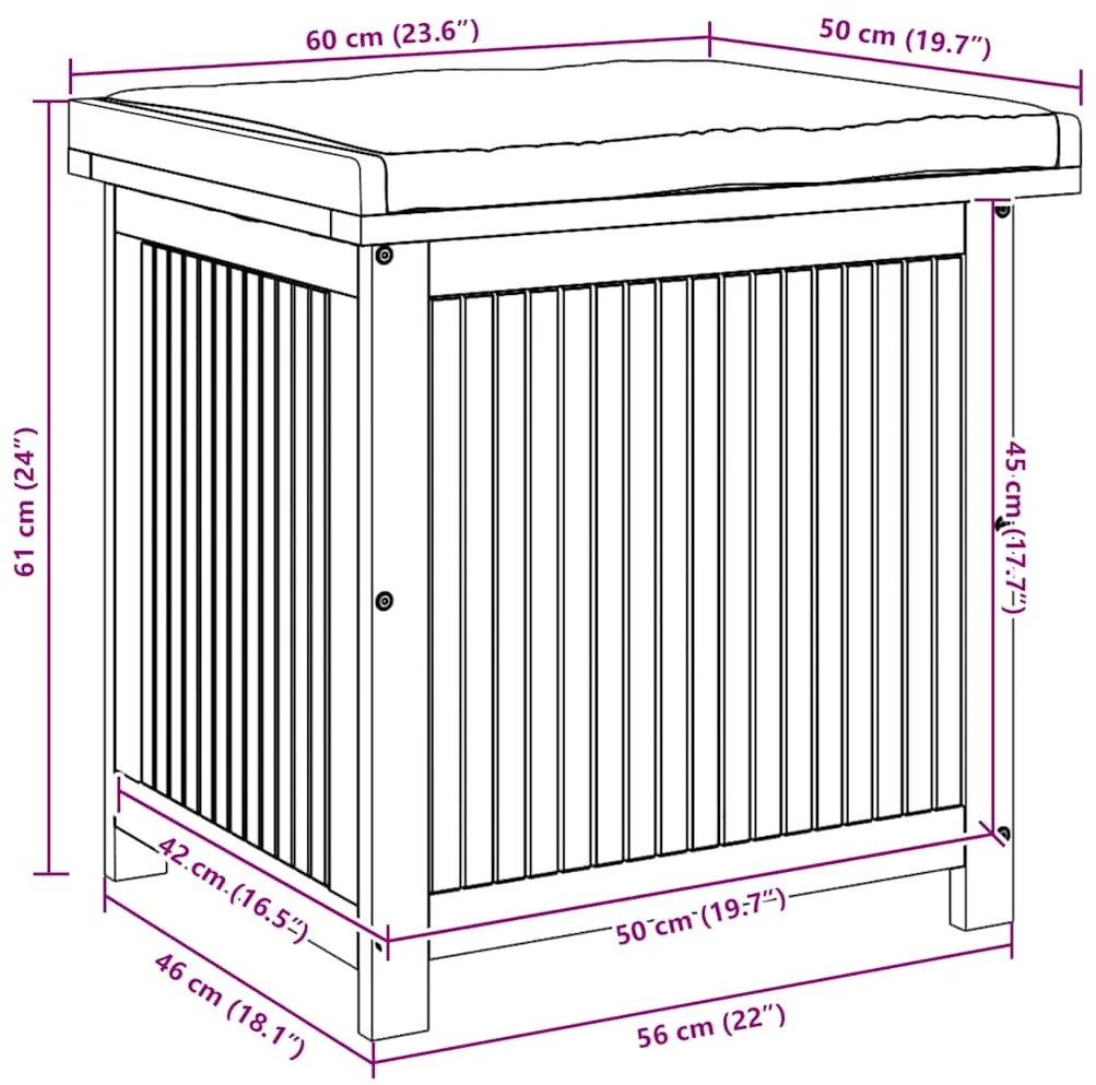 Caixa para almofadões de exterior madeira de acácia maciça
