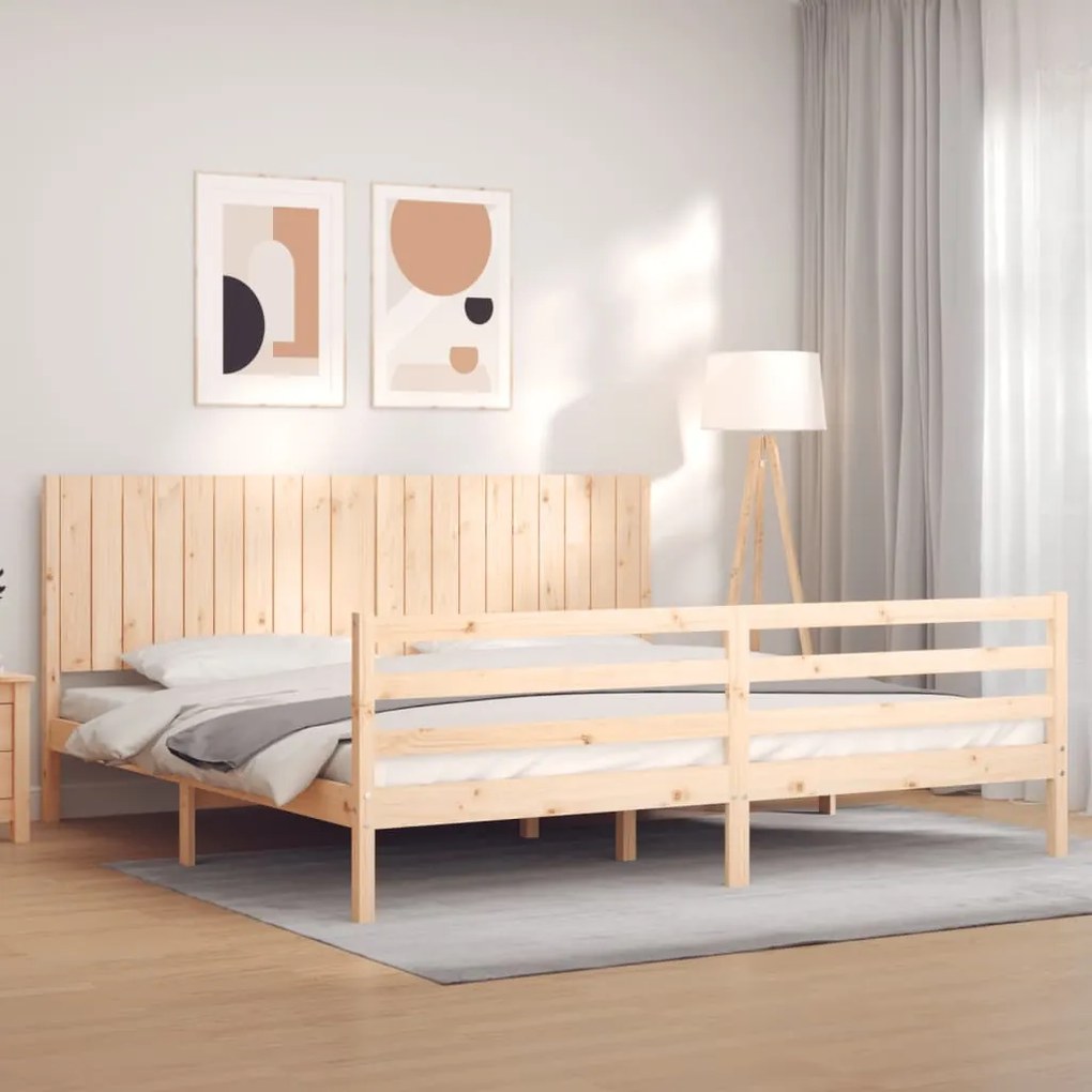 Estrutura de cama com cabeceira 200x200 cm madeira maciça