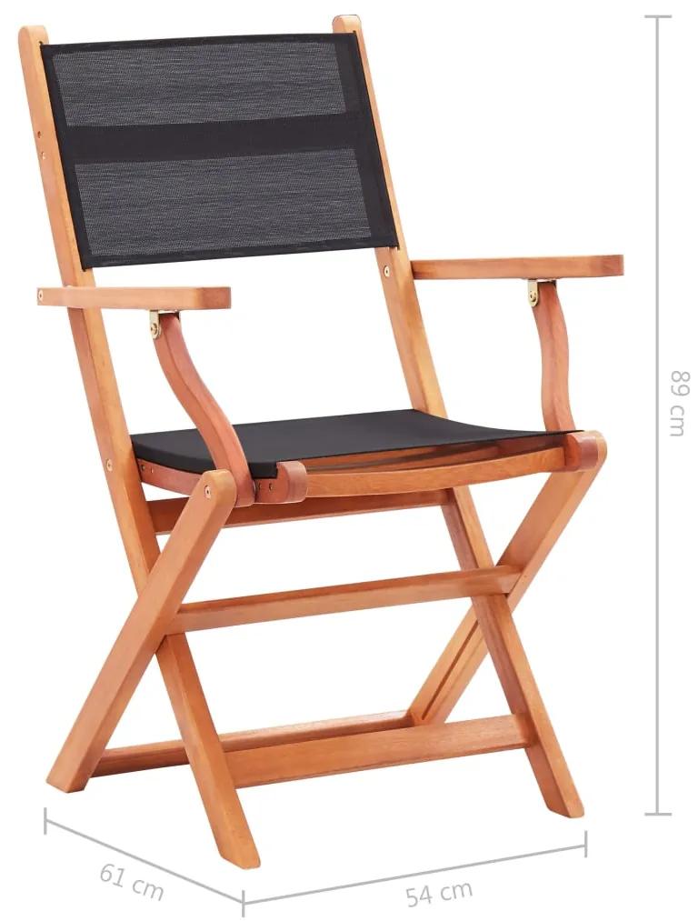 Cadeiras jardim dobráveis 4pcs eucalipto maciço/textilene preto