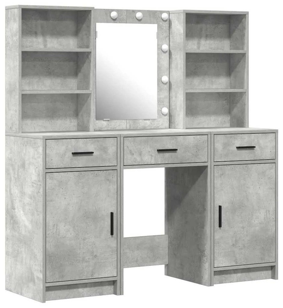 Conjunto de Maquilhagem 3 Peças vidaXL em Madeira de Engenharia Cinza