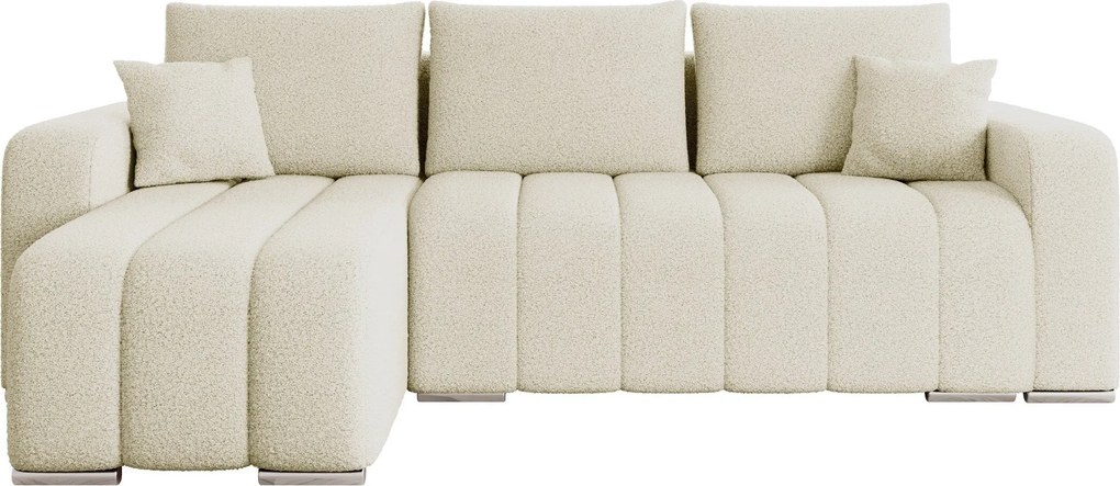 Sofá de canto Arvada 123, Cama com arrumação, 244x147x86cm, 110.5 kg, Pernas: Metal