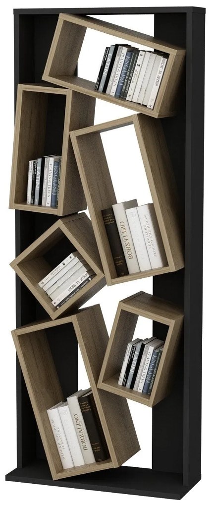 Estante Carmen – Preto Carvalho – 63 cm x 153,6 cm x 24 cm