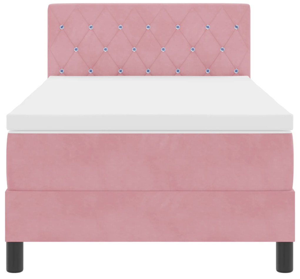 Cama Box com Colchão Rosa 90x200 cm Veludo