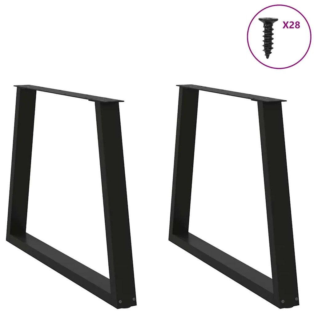 Pernas para mesa de jantar em V, 2 peças, pretas, 100x(72-73,3) cm, aç