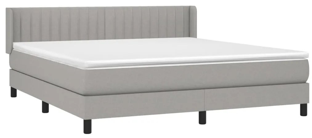 Cama com molas/colchão 180x200 cm tecido cinzento-claro