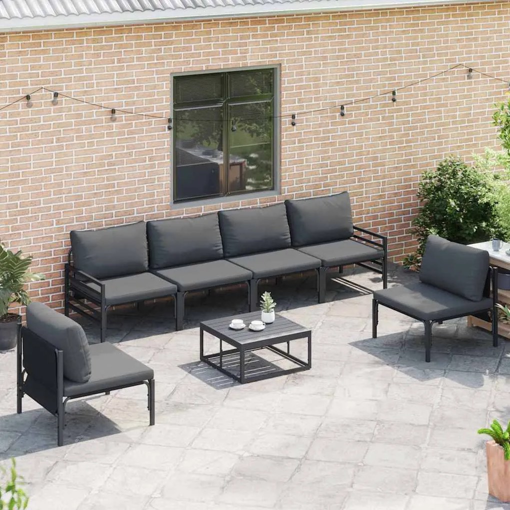 Conjunto de Sofá de Jardim 7 pcs Antracite Aço