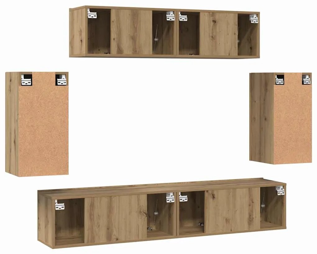Conjunto de móvel de TV 6 pcs carvalho artisiano
