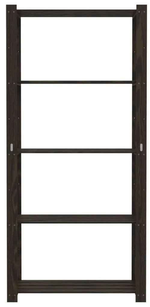 Unidade de 5 prateleiras 80x38x170 cm pinho maciço preto