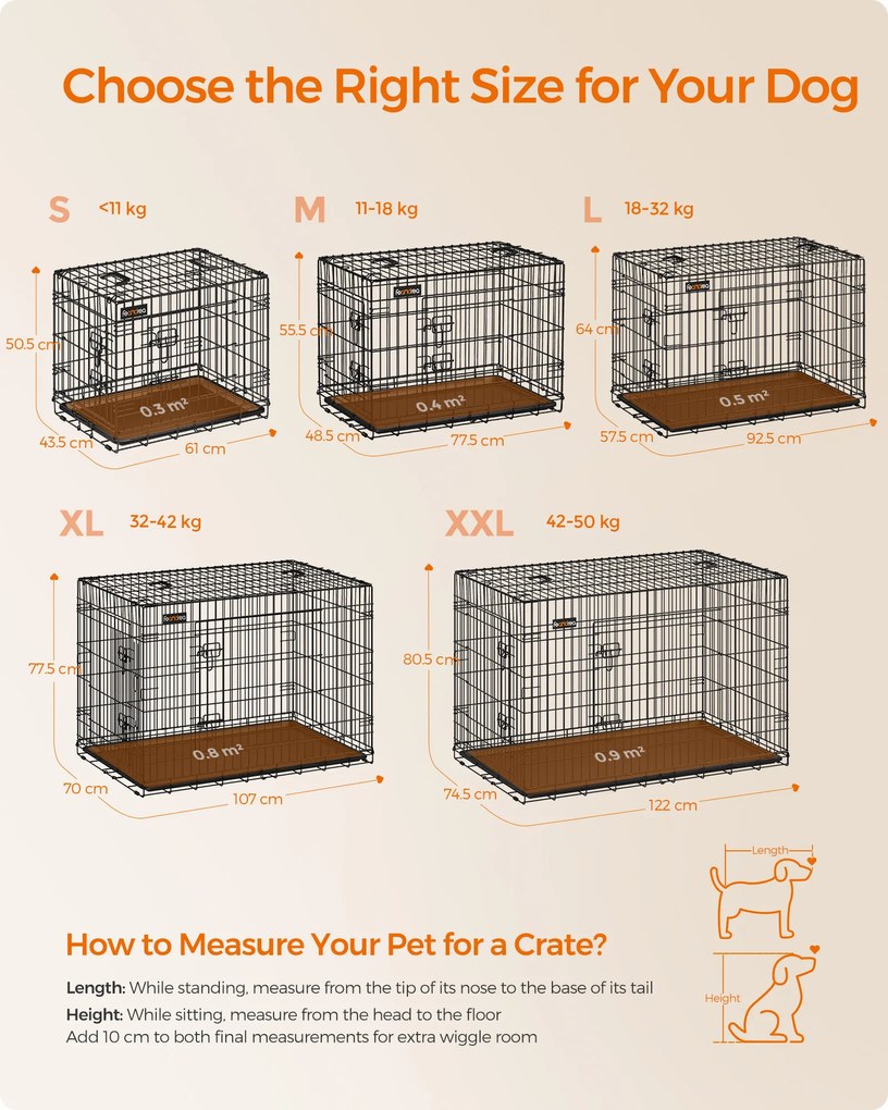 Gaiola XL para cães com 2 portas 106 x 77,5 x 70 cm preto