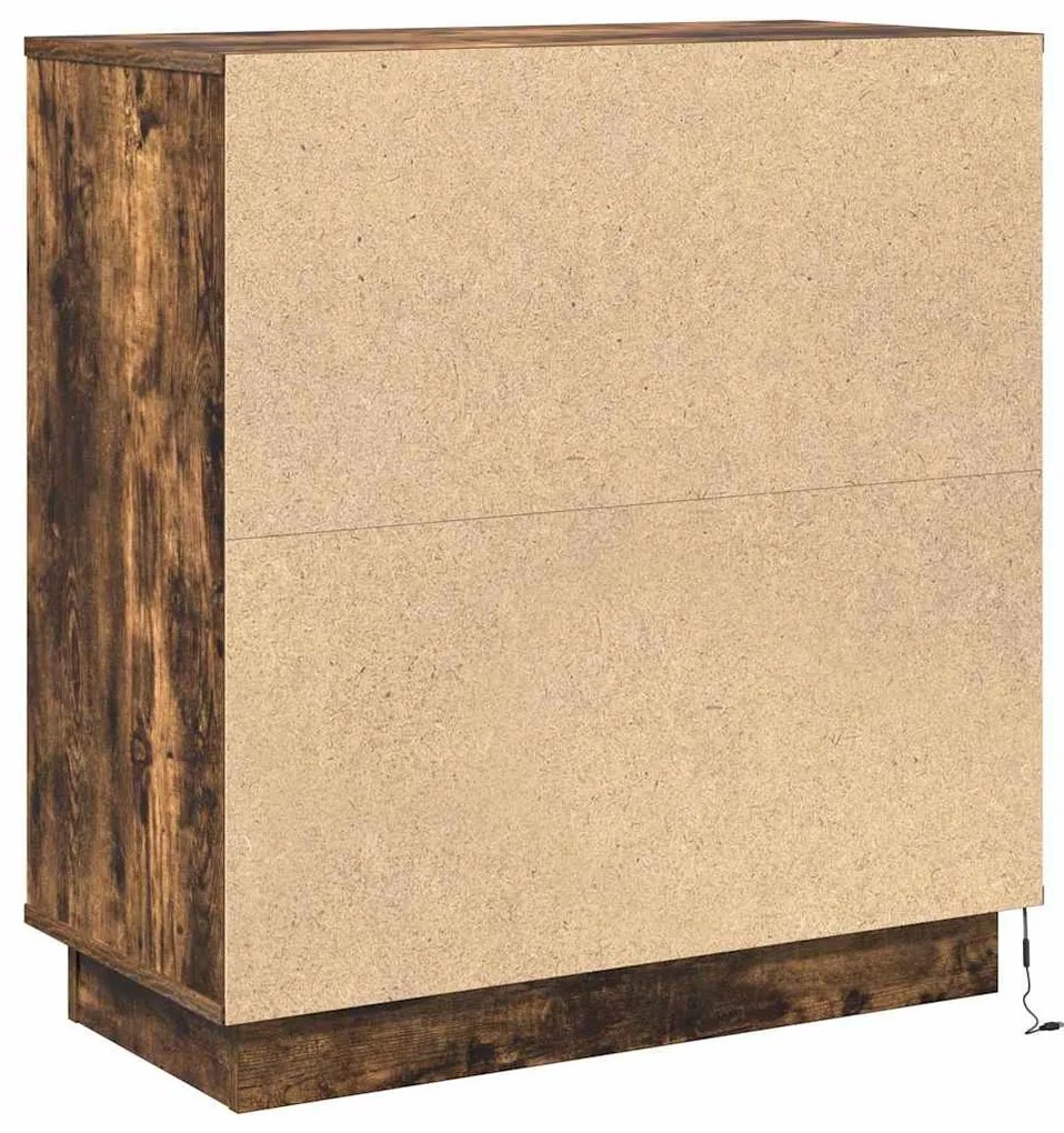 Criado-mudo com LED Carvalho Fumado 71x34,5x75 cm Madeira de Engenhari